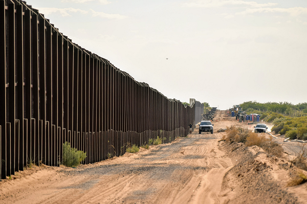 Image of a border wall along the Southern Border